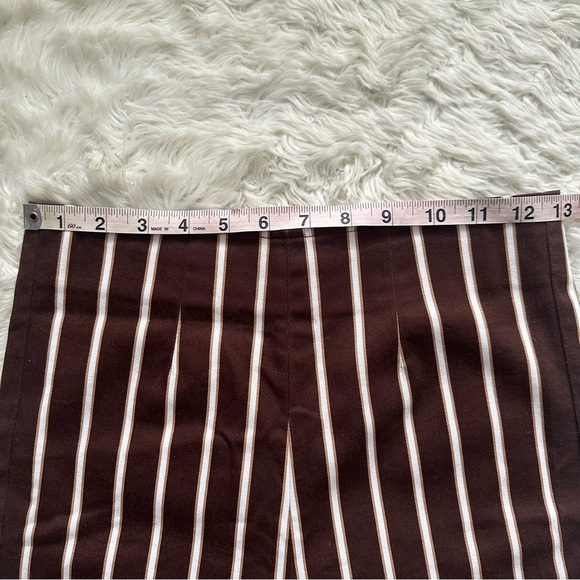Reformation Pants Marlon Pant Cropped High Waist Coffee Stripe Brown 2 - Picture 9 of 11